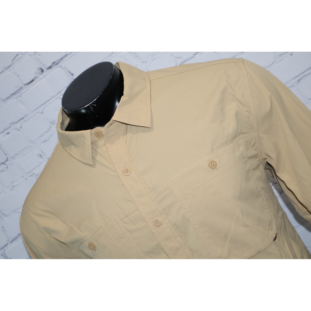 REI Co-op Button Up Mens Large Tan Sahara Long Sleeve Hiking Shirt Vented